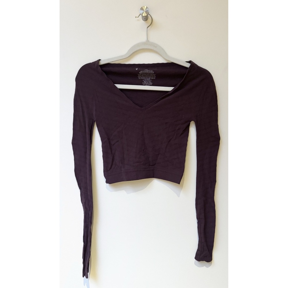 Free People FP Movement Burgundy Active‎ Yoga Long Sleeve Top Women's Sz M